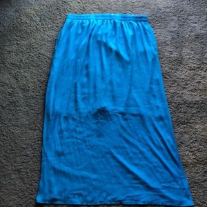 Loft Blue Maxi Skirt with Underskirt and Side Slit